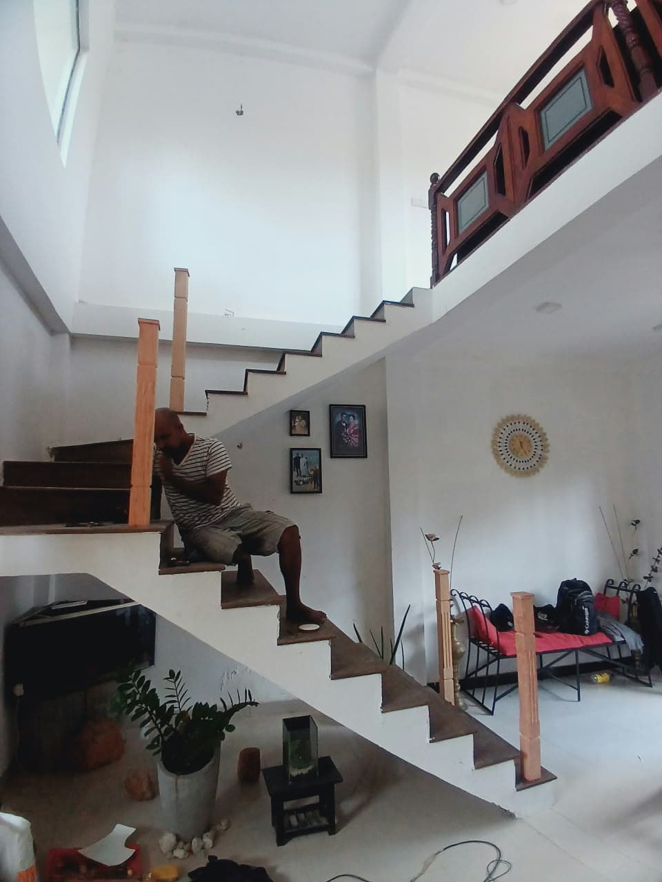 Modern Interior Staircase Installation – Mahogany & Iron